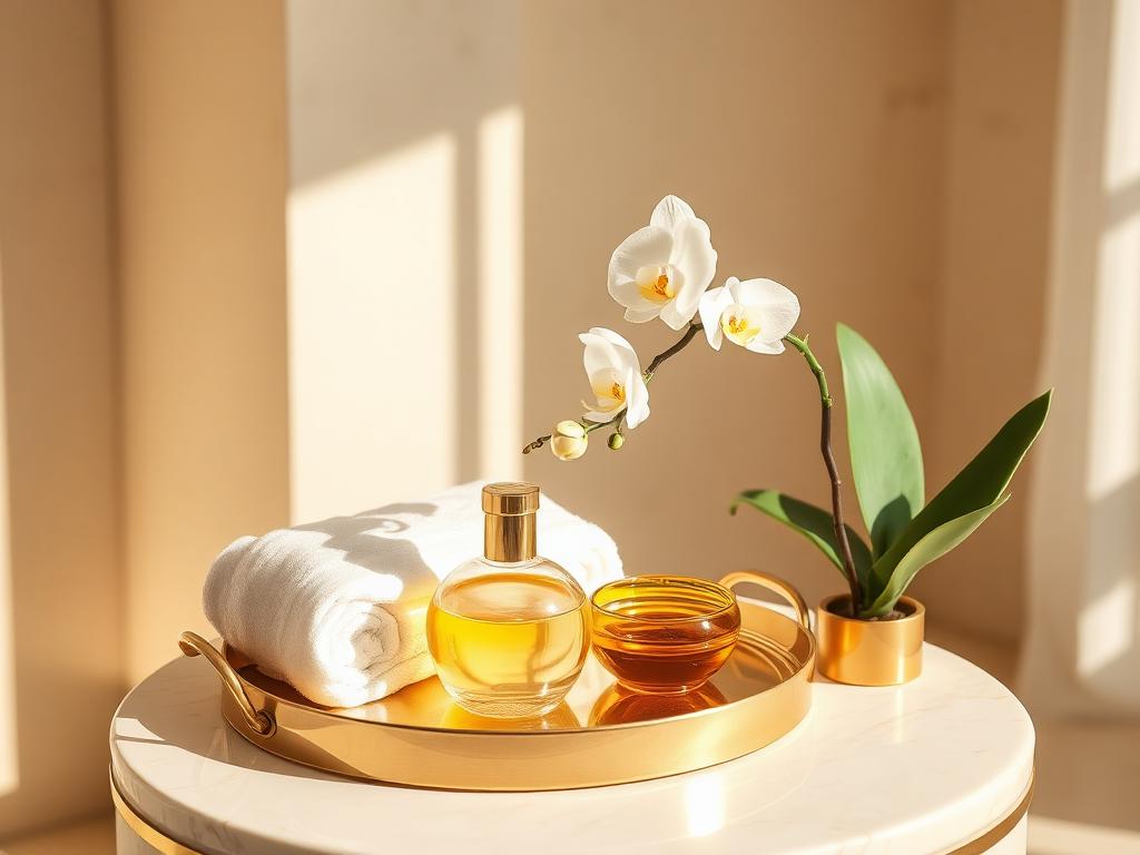 Leg treatment oil and towels